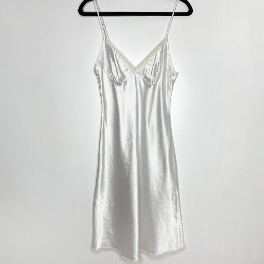 Vintage Vanity Fair White Satin Slip Dress